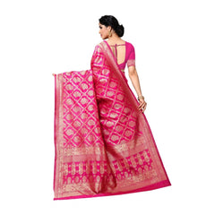 Generic Women's Jacquard Silk Saree With Blouse (Pink,6-3 Mtrs)