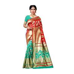 Generic Women's Jacquard Silk Saree With Blouse (Green,6-3 Mtrs)