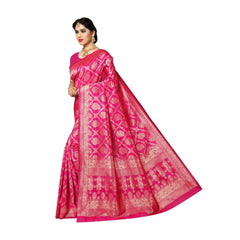 Generic Women's Jacquard Silk Saree With Blouse (Pink,6-3 Mtrs)