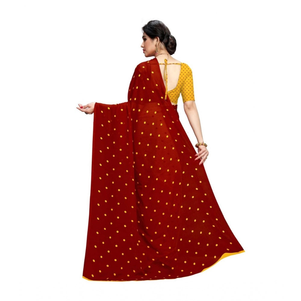 Generic Women's Georgette Saree(Red,5-6 Mtrs)