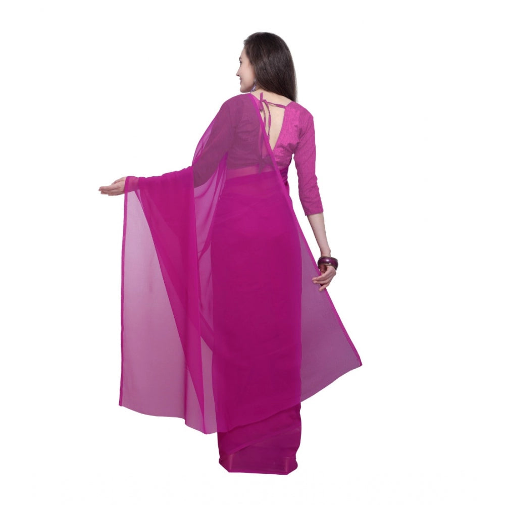 Generic Women's Dyed Saree(Pink,5-6 Mtrs)