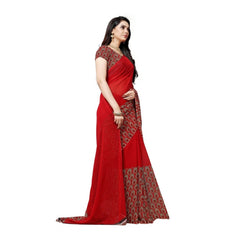 Generischer Georgette-Sari für Damen (Rot, 5–6 Meter)