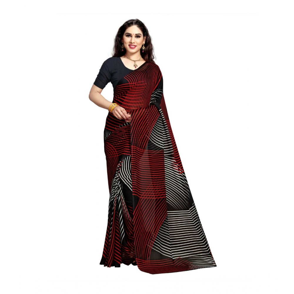 Generic Women's Georgette Saree(Black,5-6 Mtrs)