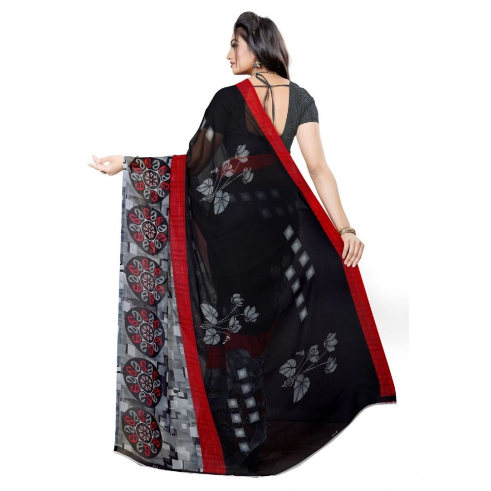 Generic Women's Georgette Saree(Black,5-6 Mtrs)