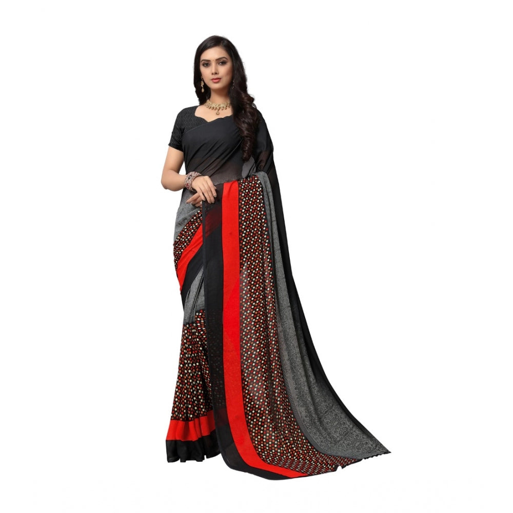 Generic Women's Georgette Saree(Black,5-6 Mtrs)