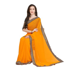 Generischer Chiffon-Jacquard-Bluse-Sari für Damen (gelb, 5–6 m)