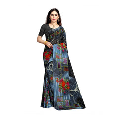 Generic Women's Georgette Saree(Blue,5-6 Mtrs)