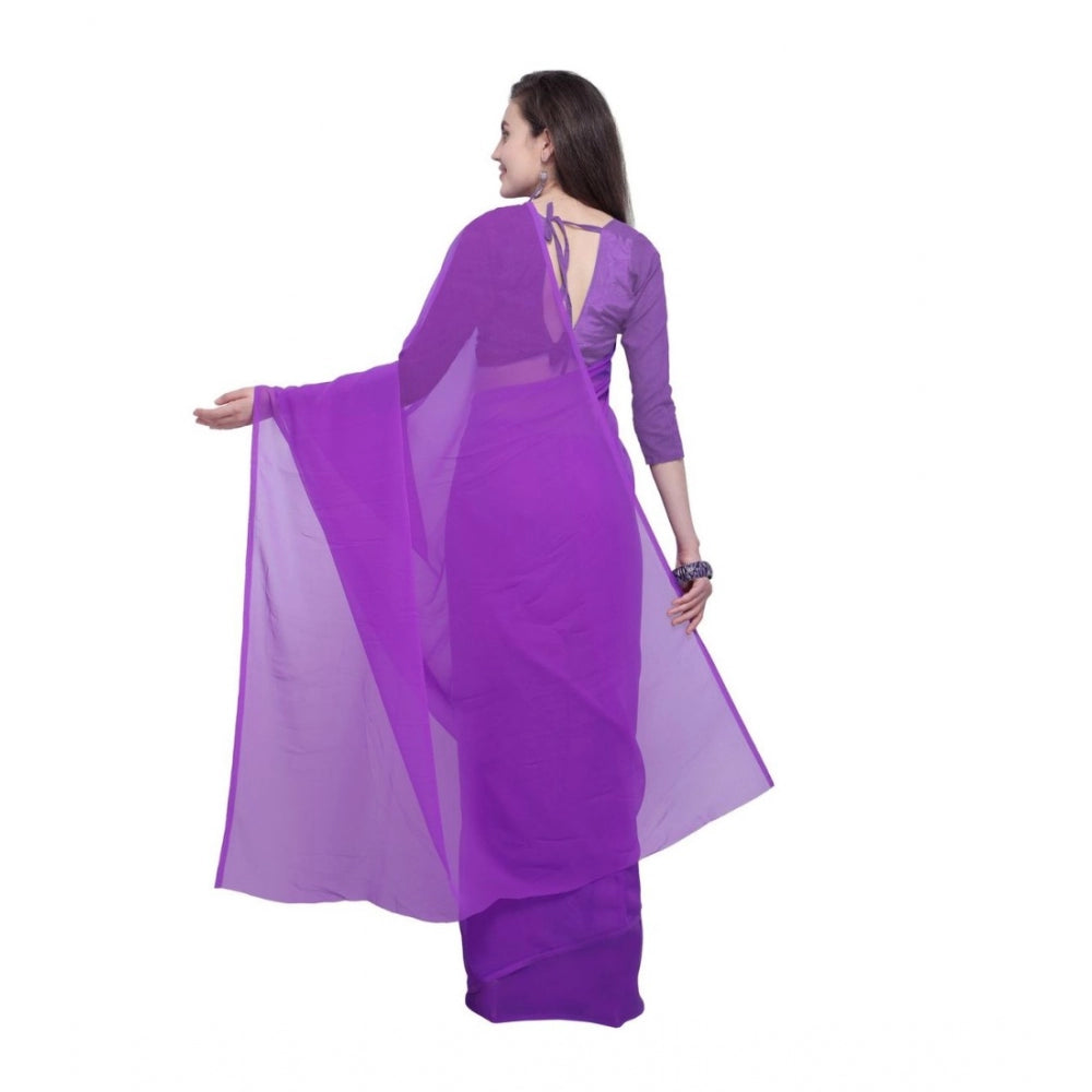 Generic Women's Dyed Saree(Purple,5-6 Mtrs)