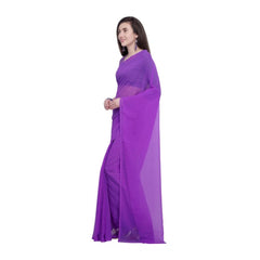 Generic Women's Dyed Saree(Purple,5-6 Mtrs)