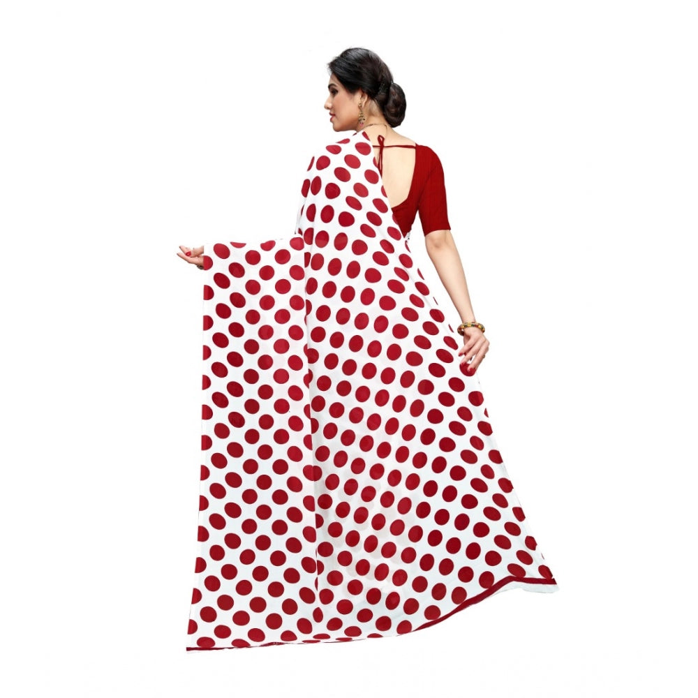 Generic Women's Georgette Saree(W.Red,5-6 Mtrs)