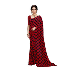 Generic Women's Georgette Saree(R.Black,5-6 Mtrs)