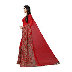 Generischer Georgette-Sari für Damen (Rot, 5–6 Meter)