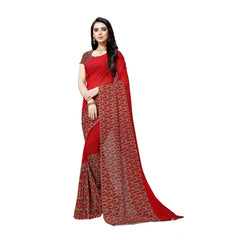 Generischer Georgette-Sari für Damen (Rot, 5–6 Meter)