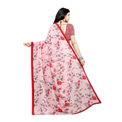 Generic Women's Georgette Saree(Peach,5-6 Mtrs)