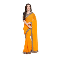 Generischer Chiffon-Jacquard-Bluse-Sari für Damen (gelb, 5–6 m)