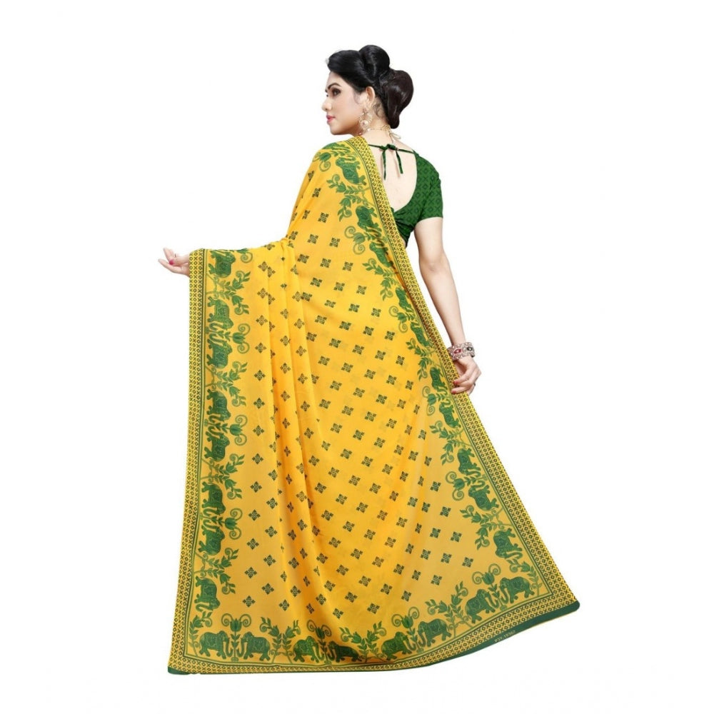 Generic Women's Georgette Saree(Green,5-6 Mtrs)