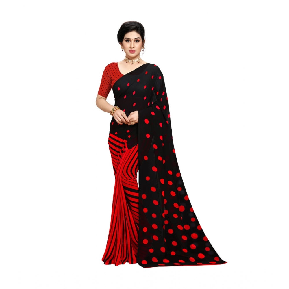 Generic Women's Georgette Saree(Red,5-6 Mtrs)