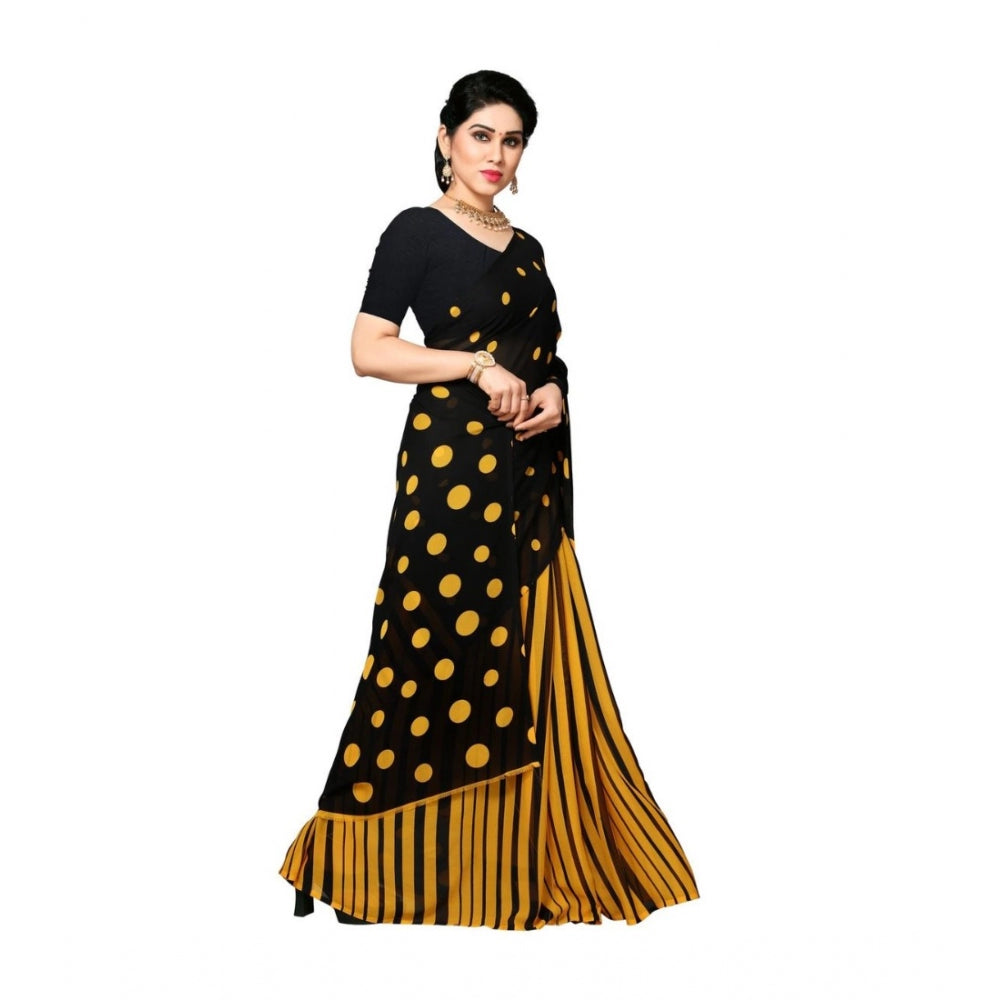 Generic Women's Georgette Saree(Yellow,5-6 Mtrs)