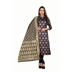 Generischer Salwar Kameez-Anzug aus Jacquard-Seide für Damen, ungesäumt, mit Dupatta (blau, 2–2,5 m)