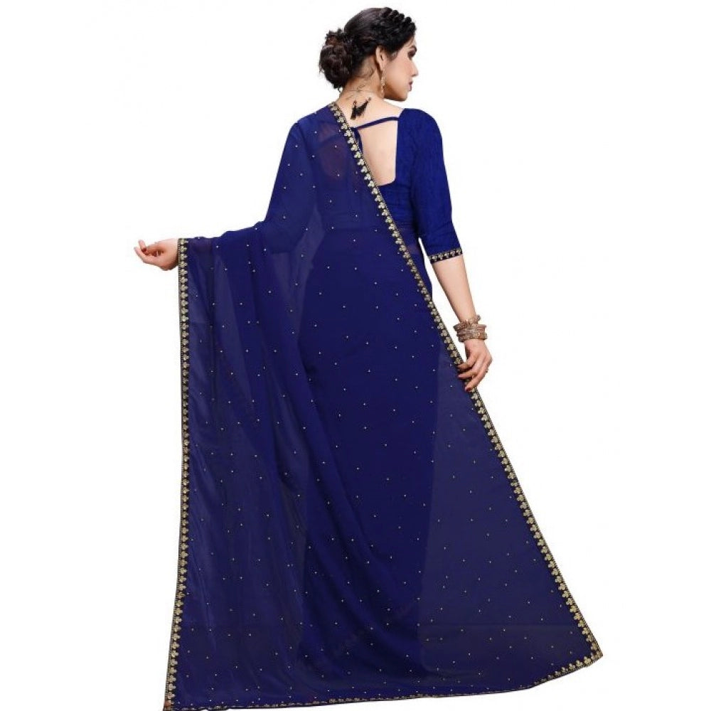 Generic Women's Jacquard Saree(Blue,5-6 Mtrs)