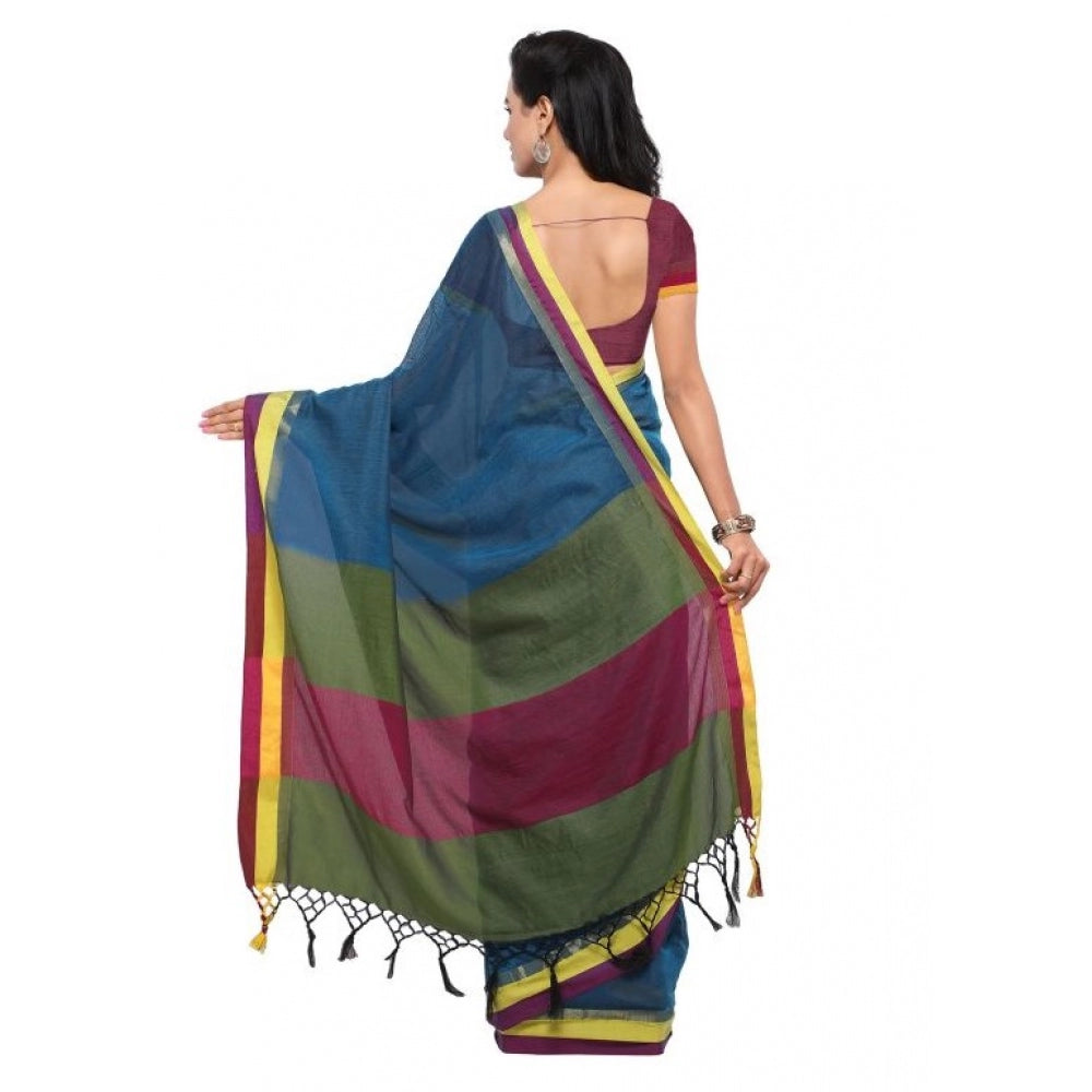 Generic Women's Pure Linen Saree(Green,5-6 Mtrs)