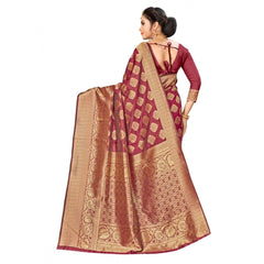 Generic Women's Banarasi Silk Saree (Maroon,5-6 Mtrs)