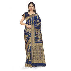 Generic Women's Banarasi Silk Saree (Navy Blue,5-6 Mtrs)