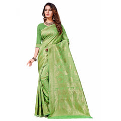 Generic Women's Banarasi Silk Saree (Light Green,5-6 Mtrs)