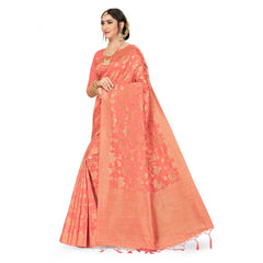 Generic Women's Banarasi (Spun Cotton) Saree (Light Pink,5-6 Mtrs)