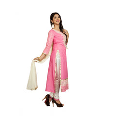 Generischer ungesäumter Salwar Kameez-Stoff aus Georgette für Damen mit Dupatta (Pink und Weiß, 2,2 m)