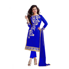 Generic Women's Chanderi Unstitched Salwar Suit-Material With Dupatta (Blue,2 Mtrs)