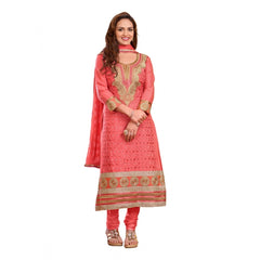 Generic Women's Cotton Unstitched Salwar Suit-Material With Dupatta (pink,2.2 Mtrs)