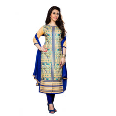 Generic Women's Cotton Unstitched Salwar Suit-Material With Dupatta (Beige,2.3 Mtrs)