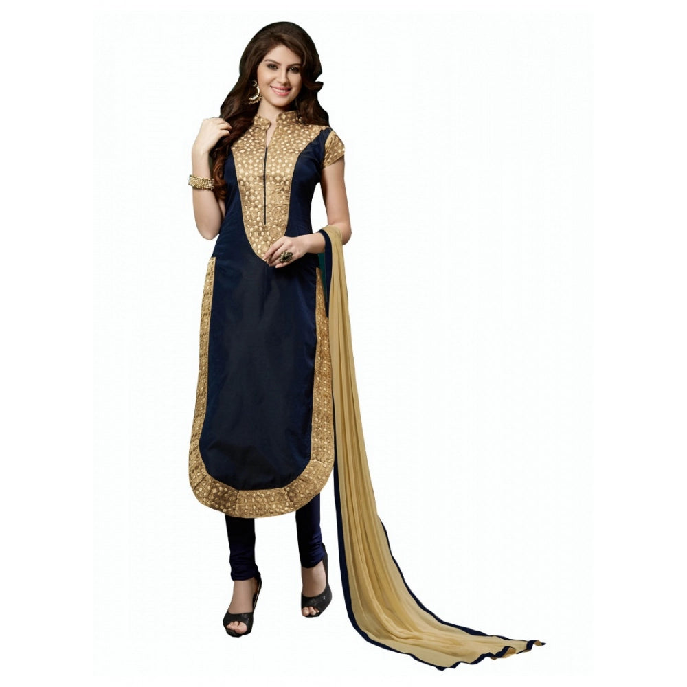 Generischer Chanderi-Salwar-Anzug aus ungesäumtem Stoff für Damen mit Dupatta (Schwarz, 2 Meter)