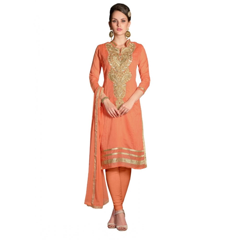 Generischer Chanderi-Salwar-Anzug aus ungesäumtem Stoff für Damen mit Dupatta (Orange, 2,2 m)