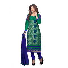 Generischer Salwar Kameez aus glänzender Baumwolle für Damen, ungesäumt, mit Dupatta (grün, 2,2 m)