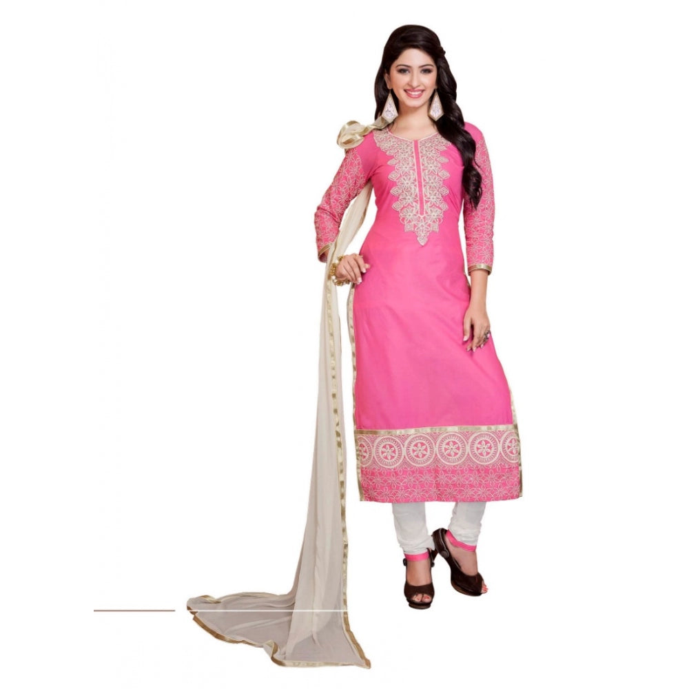 Generischer ungesäumter Salwar Kameez-Stoff aus Georgette für Damen mit Dupatta (Pink und Weiß, 2,2 m)