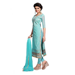 Generic Women's Chanderi Unstitched Salwar Suit-Material With Dupatta (Light Sea Green,2.3 Mtrs)