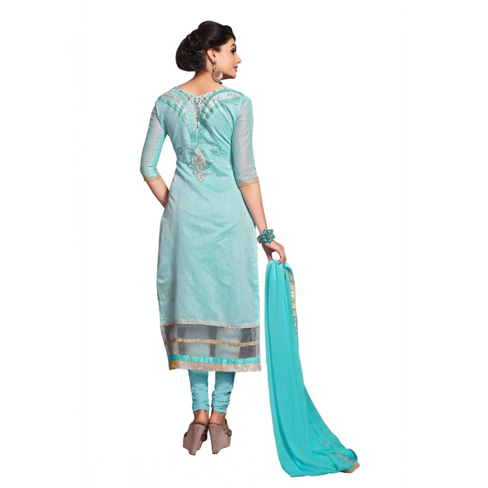 Generic Women's Chanderi Unstitched Salwar Suit-Material With Dupatta (Light Sea Green,2.3 Mtrs)