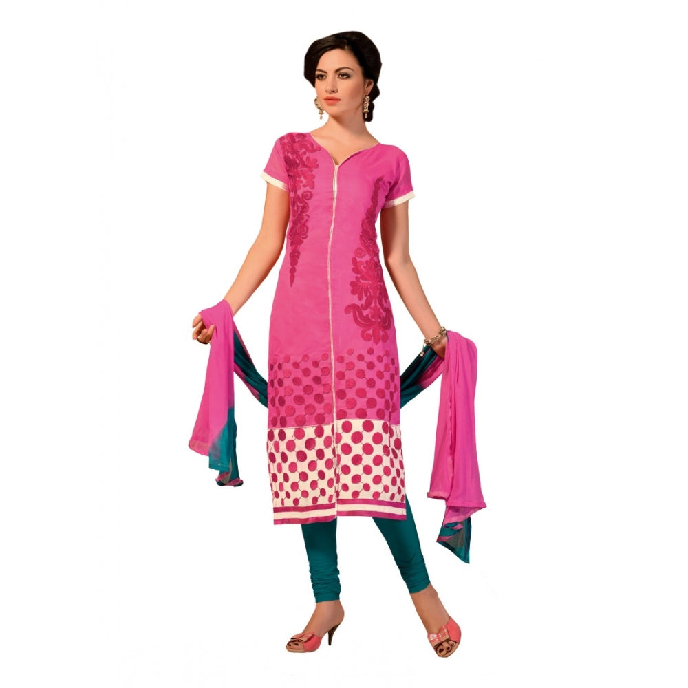 Generischer Chanderi-Salwar-Anzug aus ungesäumtem Stoff für Damen mit Dupatta (Pink, 2,2 m)