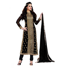 Generischer Salwar Kameez aus ungesäumtem Georgette-Stoff für Damen mit Dupatta (Schwarz, 2 Meter)