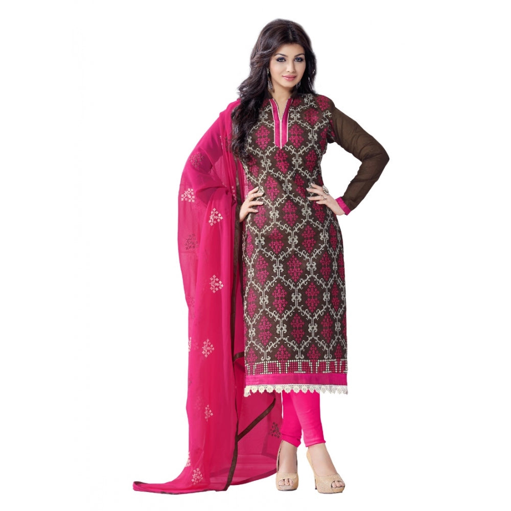 Generischer Chanderi-Salwar-Anzug aus ungesäumtem Stoff für Damen mit Dupatta (braun, 2,2 m)