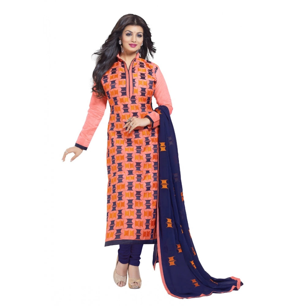 Generischer Chanderi-Salwar-Anzug aus ungesäumtem Stoff für Damen mit Dupatta (Orange, 2,2 m)