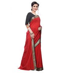 Generic Women's Vichitra Silk Saree(Red ,5-6Mtrs)