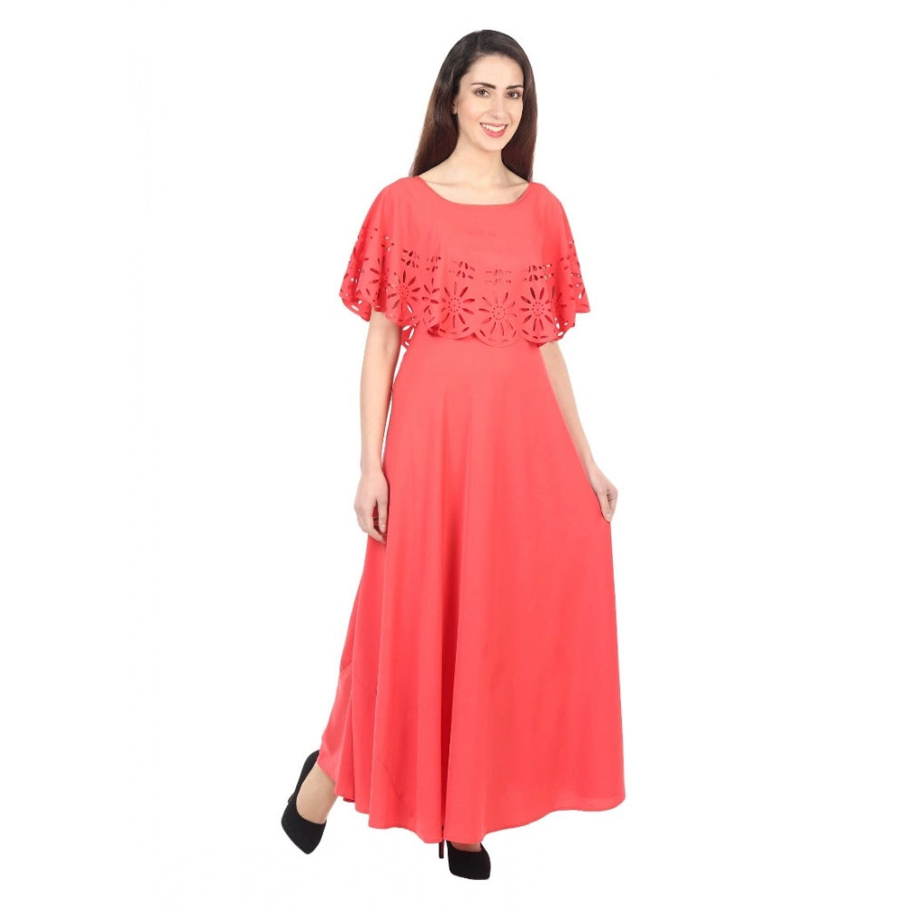 Generisches, ärmelloses, langes Kreppkleid für Damen (rot)