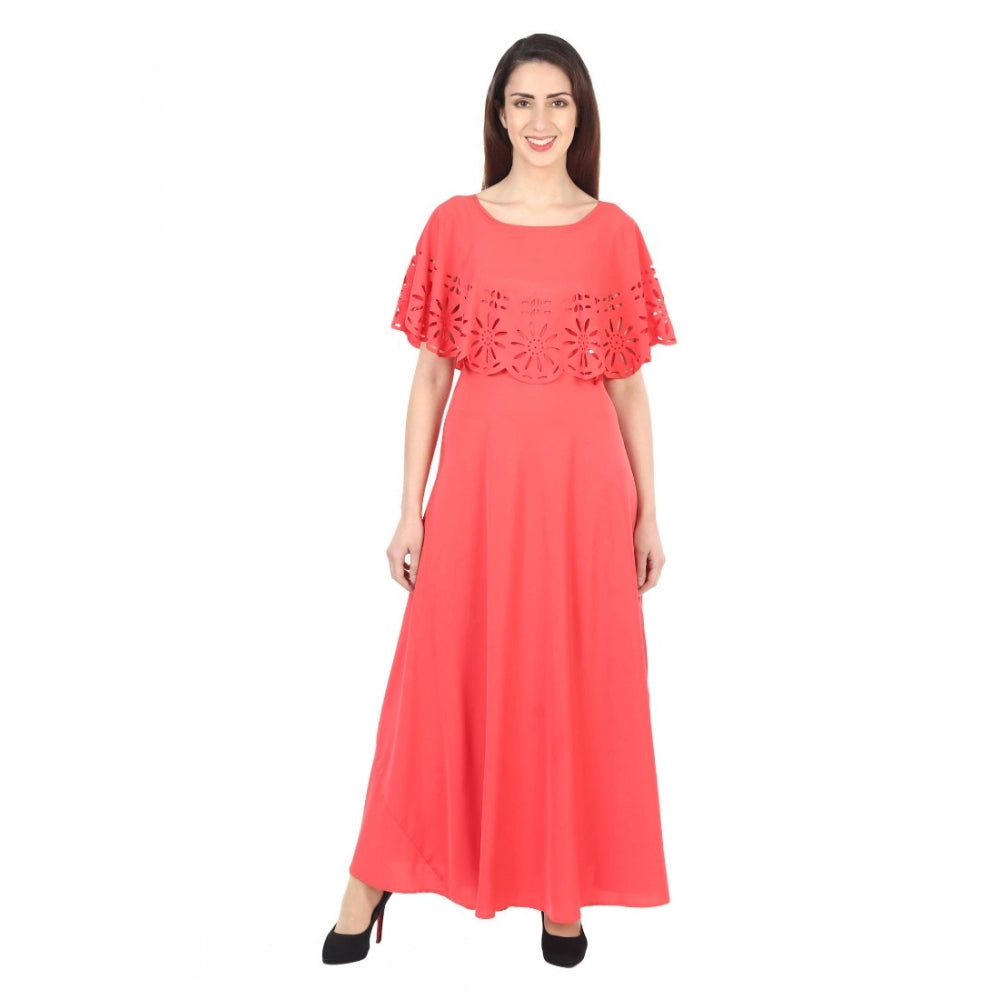 Generisches, ärmelloses, langes Kreppkleid für Damen (rot)