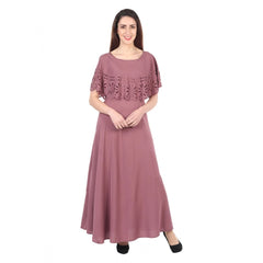 Generisches, ärmelloses, bodenlanges Kreppkleid für Damen (Hellbraun)