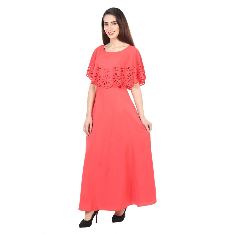 Generisches, ärmelloses, langes Kreppkleid für Damen (rot)