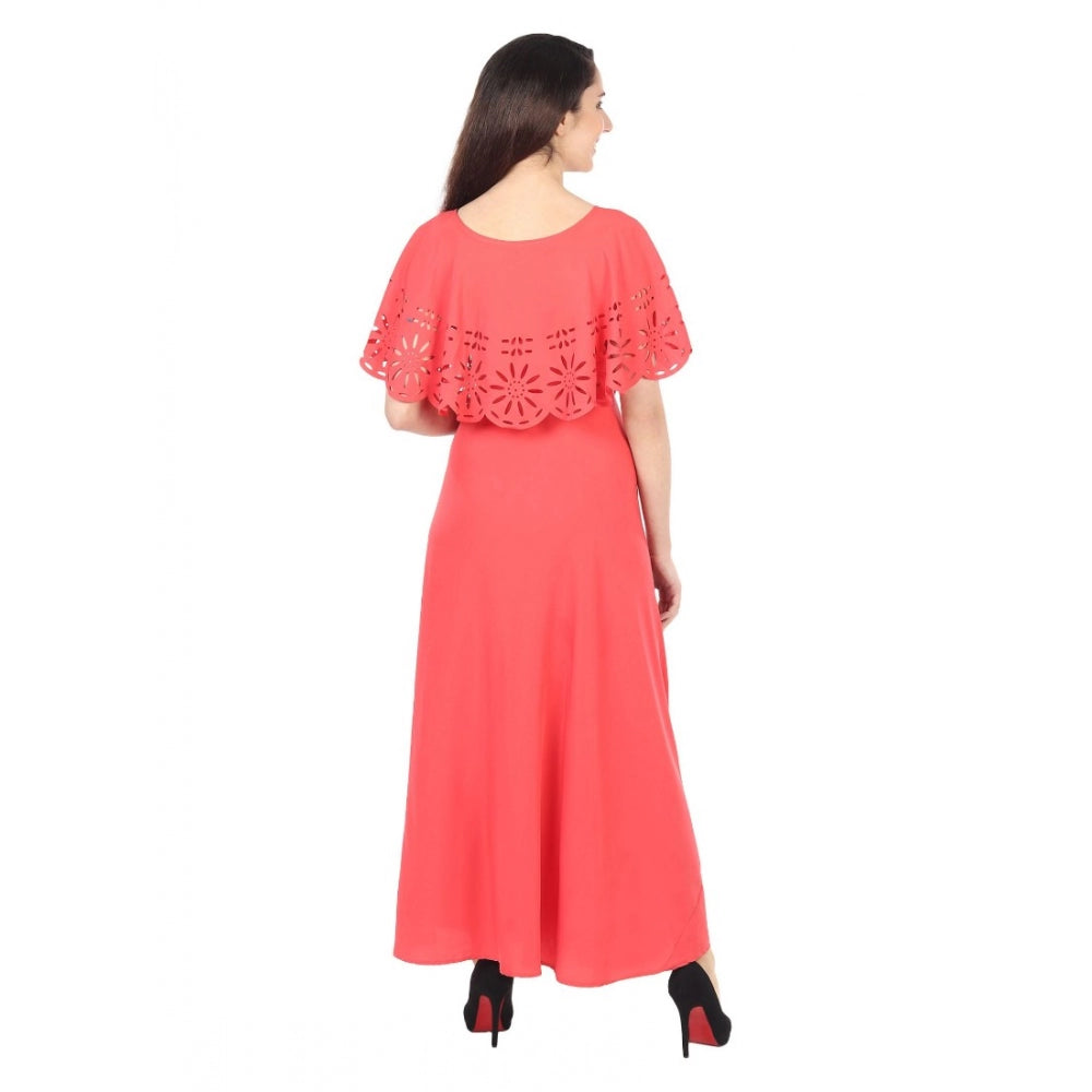 Generisches, ärmelloses, langes Kreppkleid für Damen (rot)