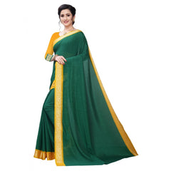 Generic Women's Vichitra Silk Saree(Green ,5-6Mtrs)